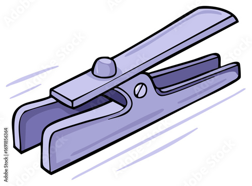 Vibrant Purple Cartoon Clothes Clip Illustration with Dynamic Motion Lines