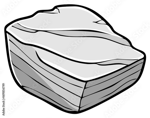 Stylized grey stone block with line details for graphic design applications. Vector illustration.