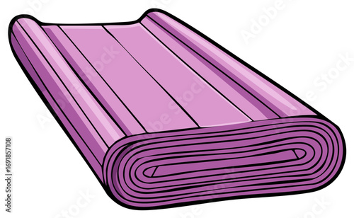 Rolled up pink exercise mat with stylized shading