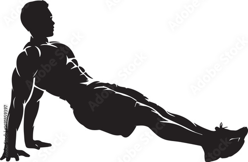 Muscular fitness athlete performing a strength-building crab walk exercise silhouette