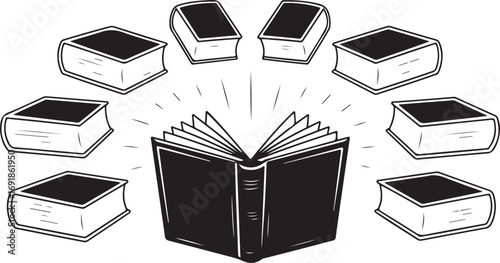 Books Knowledge Education Learning Literature Study Open Book Vector Illustration Concept