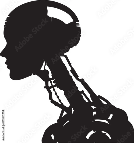 Vector silhouette of a artificial intelligence
