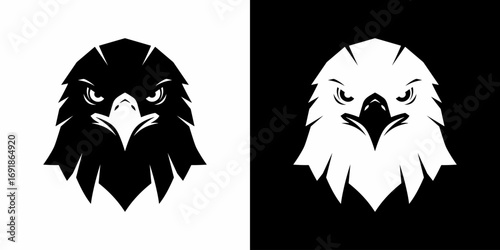 Black stylized eagle head logo facing forward flat illustration logo
