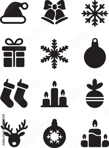 Christmas icon set festive symbols for holiday season vector icons