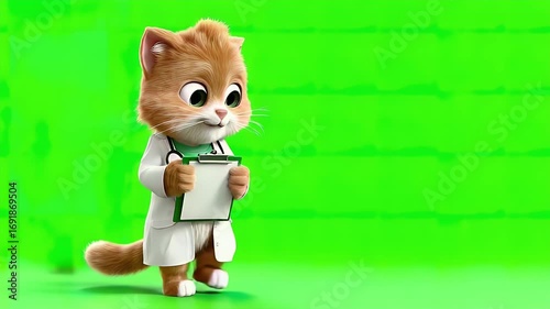 Wallpaper Mural Animated cat doctor holding clipboard Torontodigital.ca