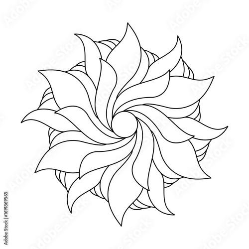 Petal shape echo mandala coloring book page