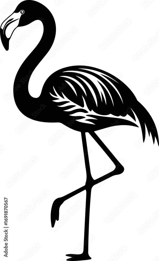 Fototapeta premium Flamingo black silhouette vector illustration