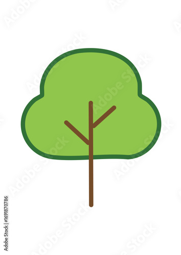 Flat Minimalist Tree Icon – 2D Nature Vector Illustration