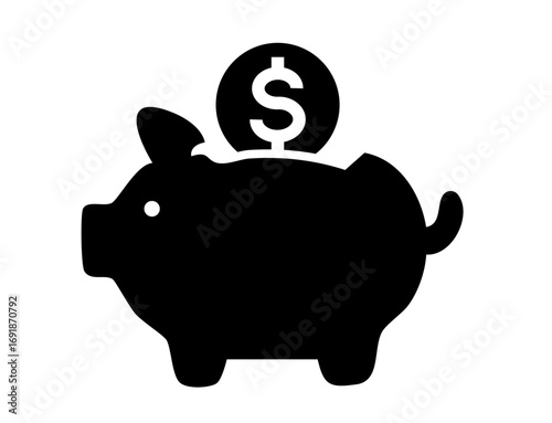 money icon 62 : piggy bank, saving, animal, piggybank, coins, dollar, icon, button, money, symbol, sign, currency, business, 