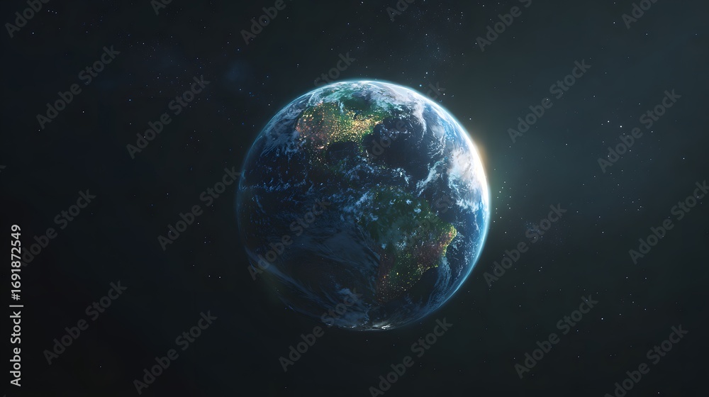 Obraz premium Realistic Earth globe in starry space