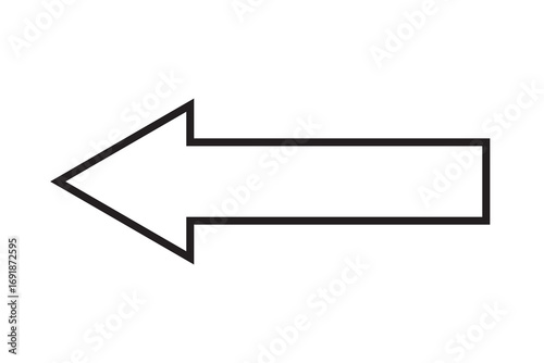 Left long black arrows on white background . EPS 10. Single line dark arrows . Arrowhead black icon . pointing arrows on white background.