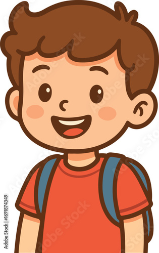 Illustration of a little Boy with a Backpack