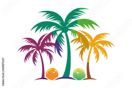 tropical island with palm trees