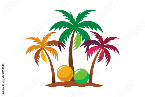 tropical island with palm trees