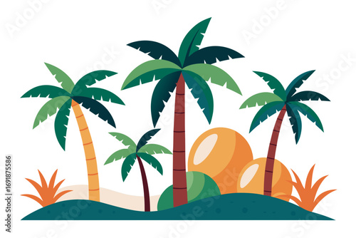 tropical island with palms