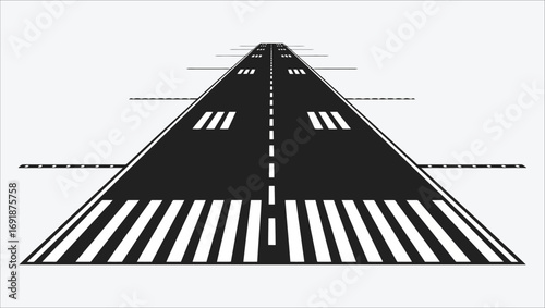Runway Perspective Airport Landing Strip Illustration