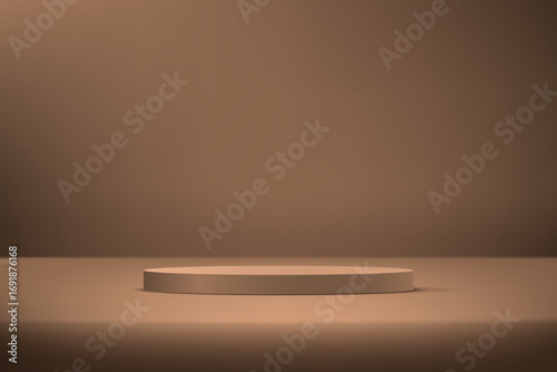 Dark brown podium realistic 3d design Luxury minimal wall scene mockup product display. Business backdrop. Vector illustration.
