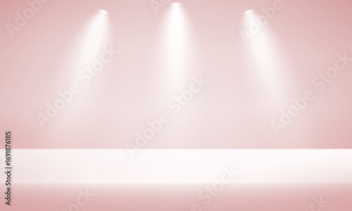 Empty Pink studio room background Space for selling products on the website. Empty room with light effect. Vector illustration.