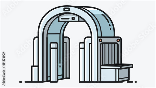 Airport security metal detector gate icon on a white background