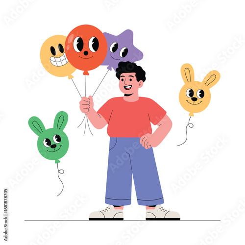 Animal Friends Flat Vector Illustration