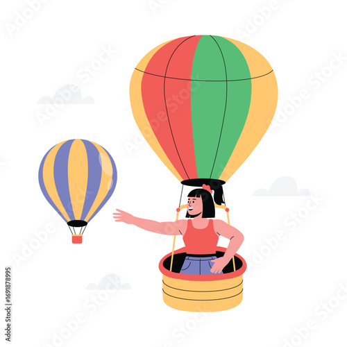 Sky Ride Flat Vector Illustration