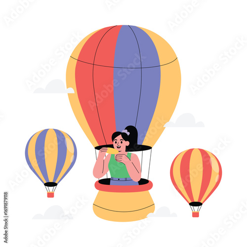 Solo Flight Flat Vector Illustration