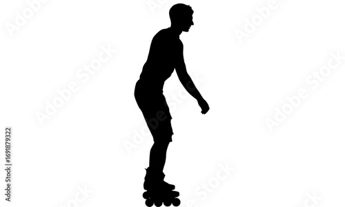 Silhouette of a person rollerblading, showing a side view of the body and legs.