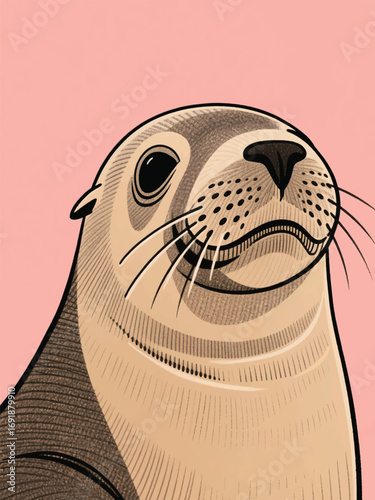 Sealion Illustrator Artwork Design Template Poster