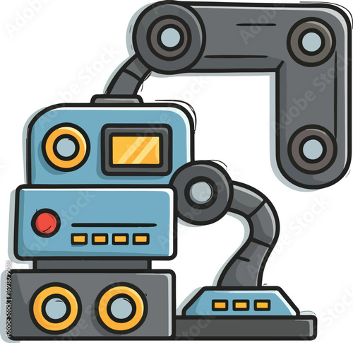 Mechanical Robot Arm Design Modern Automation and Robotics Icon Depicting an Industrial Robotic Arm with Precision