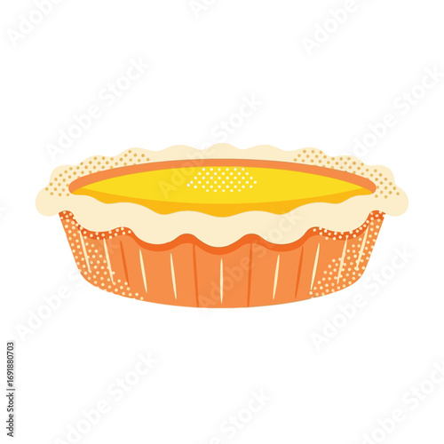 Whole sweet potato or custard pie with a golden yellow filling, a delicious homemade dessert for a Thanksgiving gathering.