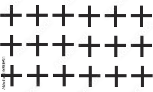 Three rows of plus signs arranged in a grid pattern.