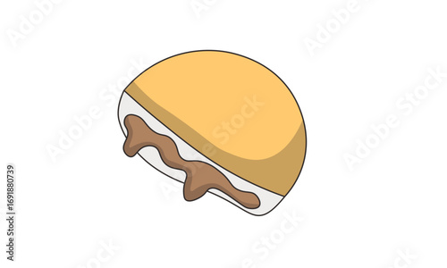 Cartoon drawing of a half-eaten savory pastry.