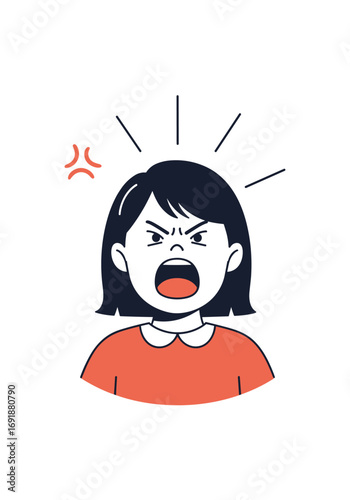 Little girl loudly expressing frustration and anger with a very loud shout