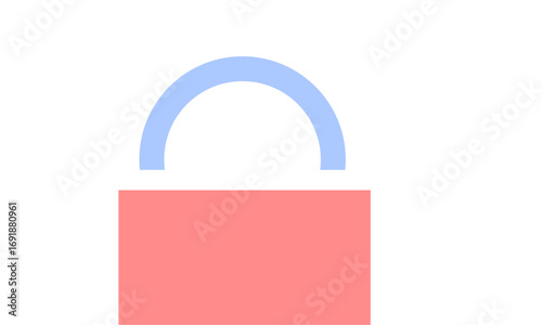 A simple, stylized padlock icon, featuring a light-blue arching top and a light-coral rectangular base.