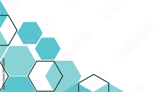 Abstract background with teal hexagons.