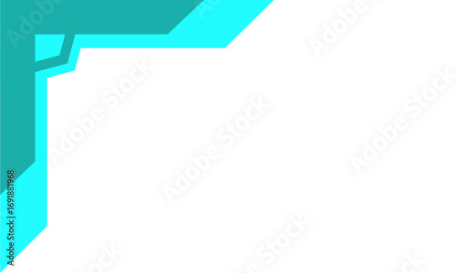 Abstract teal and cyan corner design element on a white background.