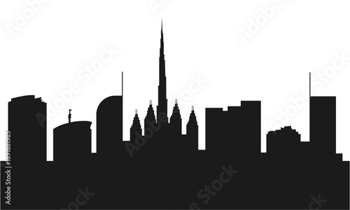 Milan Italy Skyline Cityscape Silhouette.