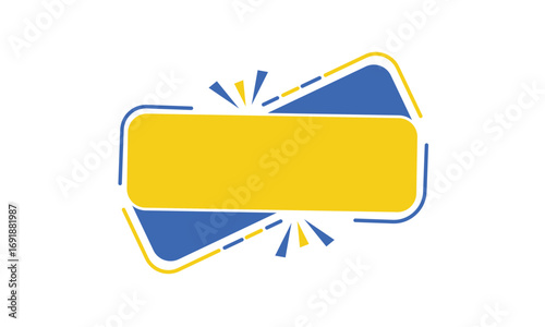 Vibrant abstract banner with a blank yellow text space, a modern geometric design element for promotional messages, sales tags, and creative advertising