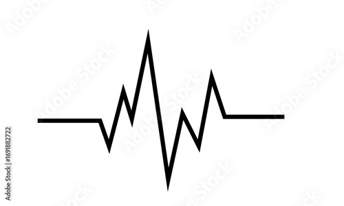 A black and white electrocardiogram waveform representing a heart rhythm.