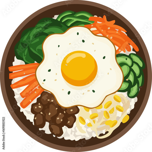 Simple Bibimbap Bowl Icon