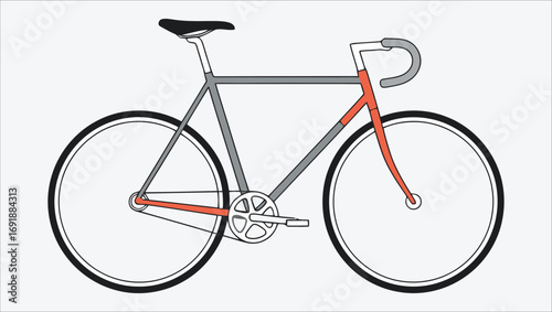 Minimalist bicycle illustration with gray and red frame, perfect for cycling-related creative projects