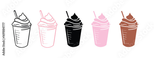 Milkshake frosting straw icon vector. milkshake ready symbol. vector illustration.