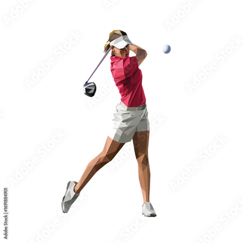 Golfer swings a driver during a sunny day on the golf course with precision and focus