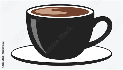 Aromatic Coffee Cup A vector illustration showcasing the simple elegance of coffee in a dark cup