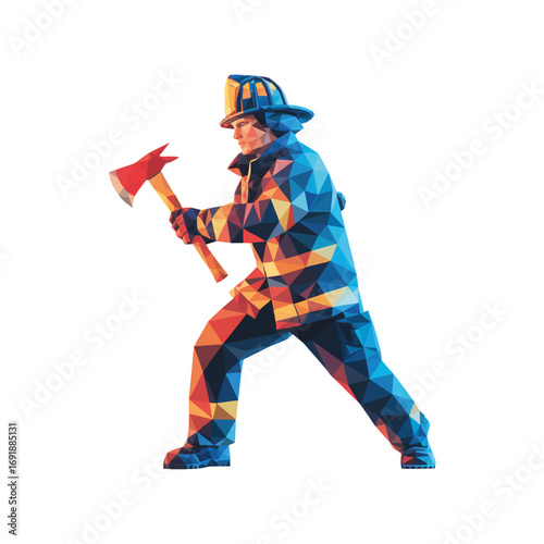 Female firefighter in action wears protective gear during a training exercise at a fire station