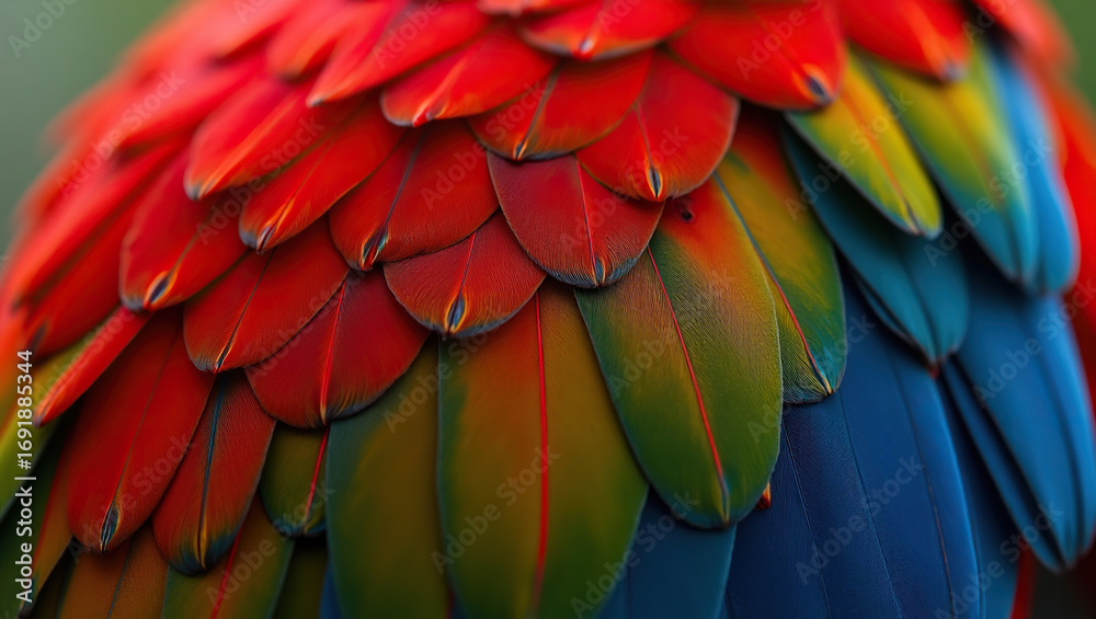 Obraz premium Scarlet Macaw Feather Detail