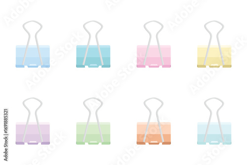 Set paper binder clip in pastel color. Suitable for flat design illustration, clip art, stickers, etc