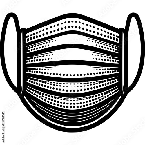 Protective Face Mask: A detailed illustration of a protective face mask, a symbol of health, safety, and hygiene. It highlights the importance of preventive measures for a safer environment. 