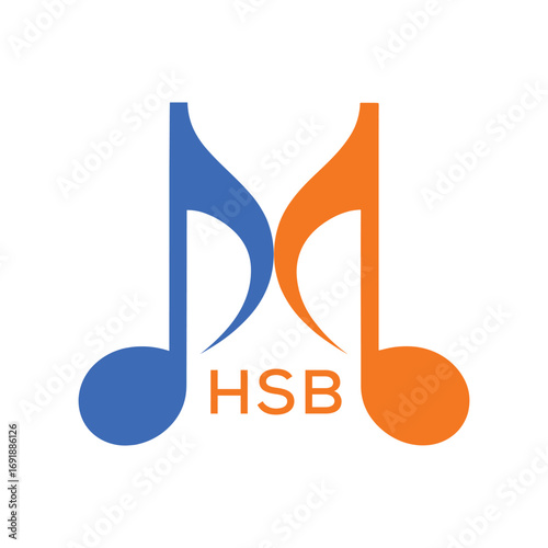 HSB Music Company logo. HSB Company logo design for Musical Note and business. HSB Entertainment Branding best icon.
