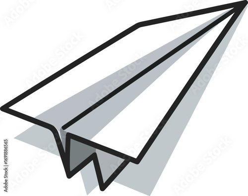 Simple paper airplane vector illustration, perfect for use in projects related to travel, innovation, or communication. This design offers a clean and minimalist aesthetic